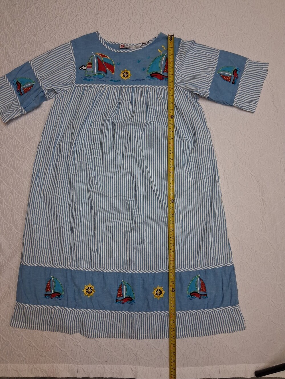 Woman Within Blue and White Striped Cotton Top Size M - Picture 16 of 17